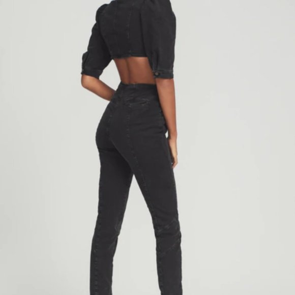 Retrofête Kiara Jumpsuit, Jet Black Denim (M) - Picture 2 of 7